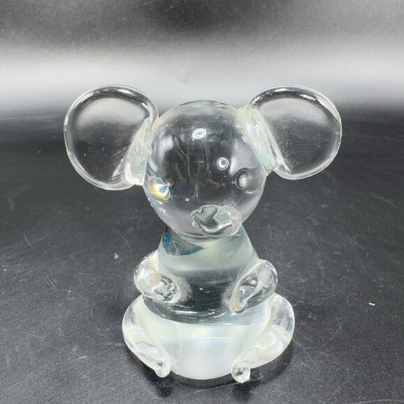 1980s Clear Glass Koala Bear Figurine Paperweight Glassware Whimsical Figure - Picture 8 of 10